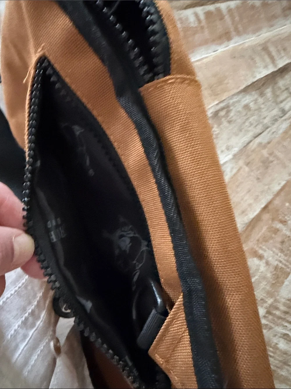 True Religion Tan & Black Sling Bag